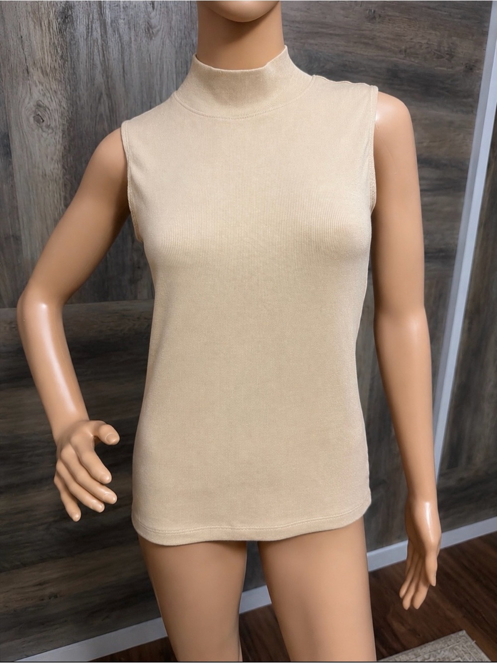 Rachel Zoe Sleeveless Mock Turtle Neck Tank - Beige/Cream